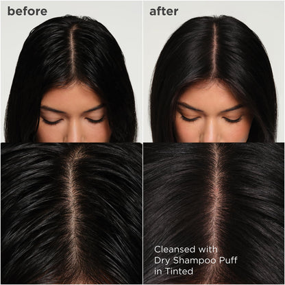 Briogeo Style & Treat Dry Shampoo Puff – Tinted for Dark Hair (Non-Aerosol, Talc & Benzene Free)