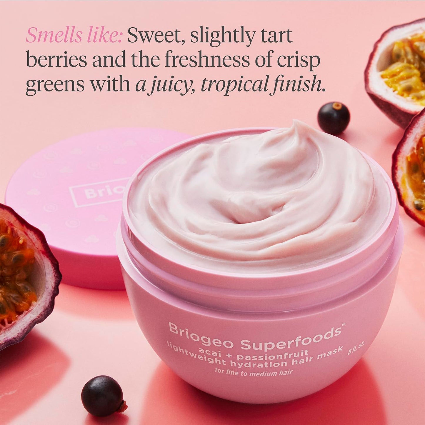 Briogeo Superfoods Acai + Passionfruit Lightweight Hydration Hair Mask – Deep Conditioner for Fine Hair, 2 oz | Vegan & Cruelty-Free