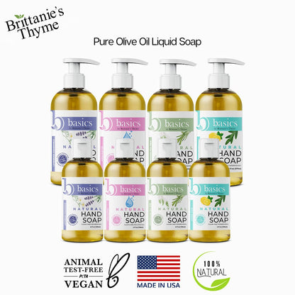 Brittanie's Thyme Basics Hand Soap – Natural Olive Oil, Lemongrass Tea Tree, 12 oz, Pack of 3
