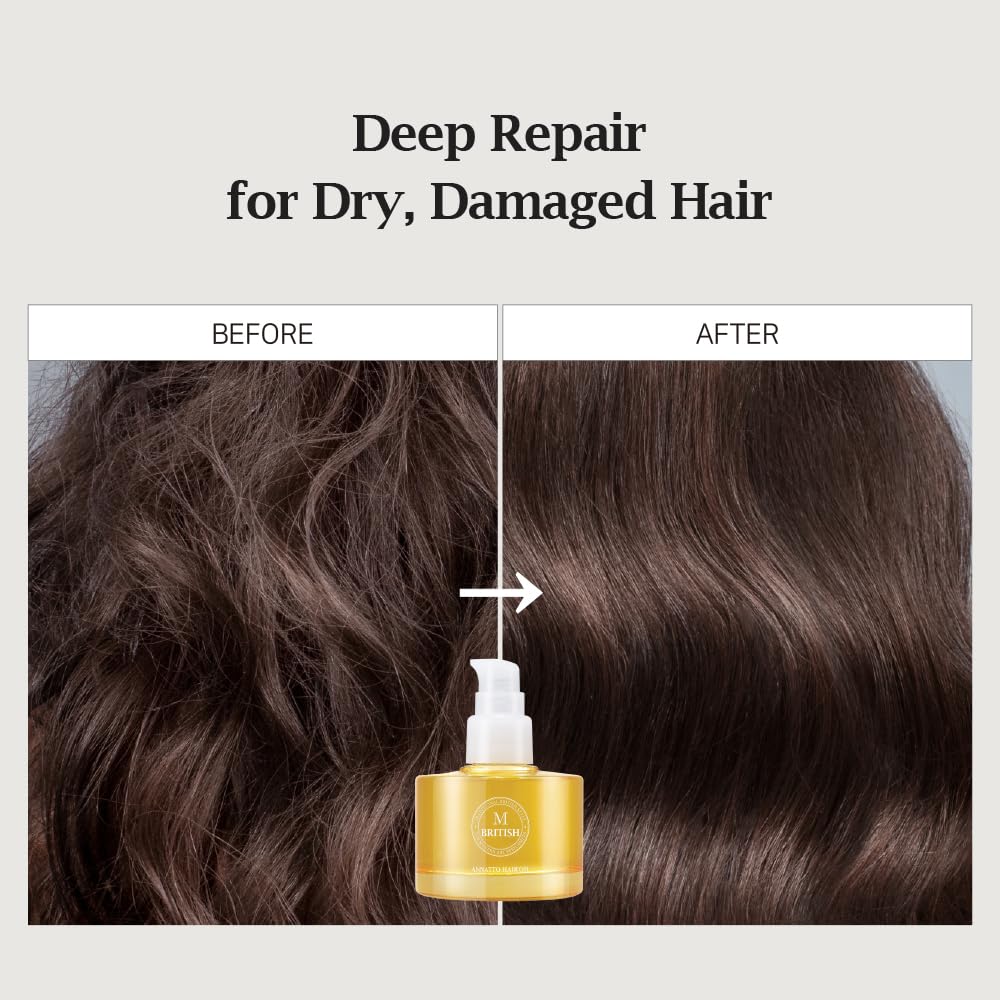 BRITISH M Annatto Hair Oil – Frizz-Free Shine, Deep Hydration, UV Protection for All Hair Types