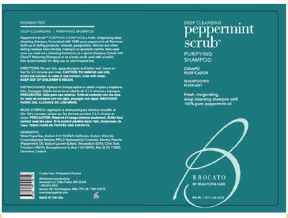 Brocato Peppermint Scrub Purifying Shampoo – Deep Clean, Peppermint Oil, 10 oz | Sulfate & Paraben Free