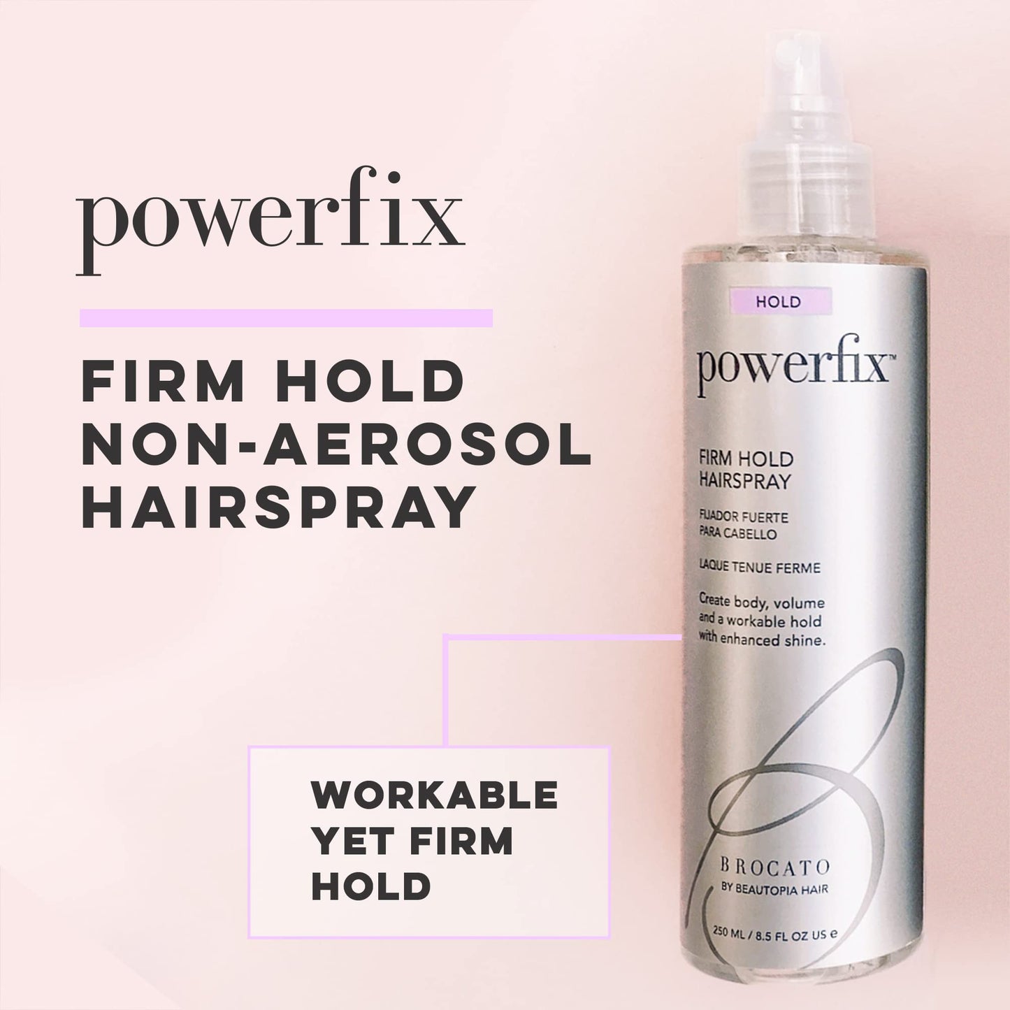 Brocato Powerfix Firm Hold Hairspray 8.5 oz | Volumizing Texture, Shine, No Buildup