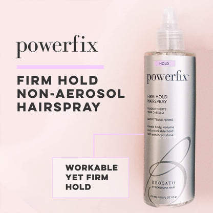 Brocato Powerfix Firm Hold Hairspray 8.5 oz | Volumizing Texture, Shine, No Buildup