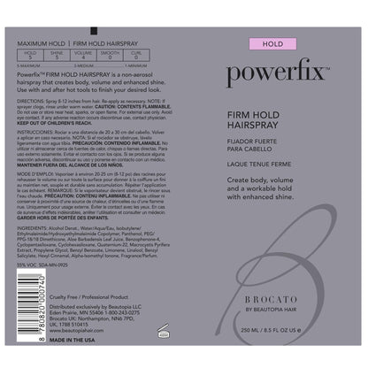 Brocato Powerfix Firm Hold Hairspray 8.5 oz | Volumizing Texture, Shine, No Buildup