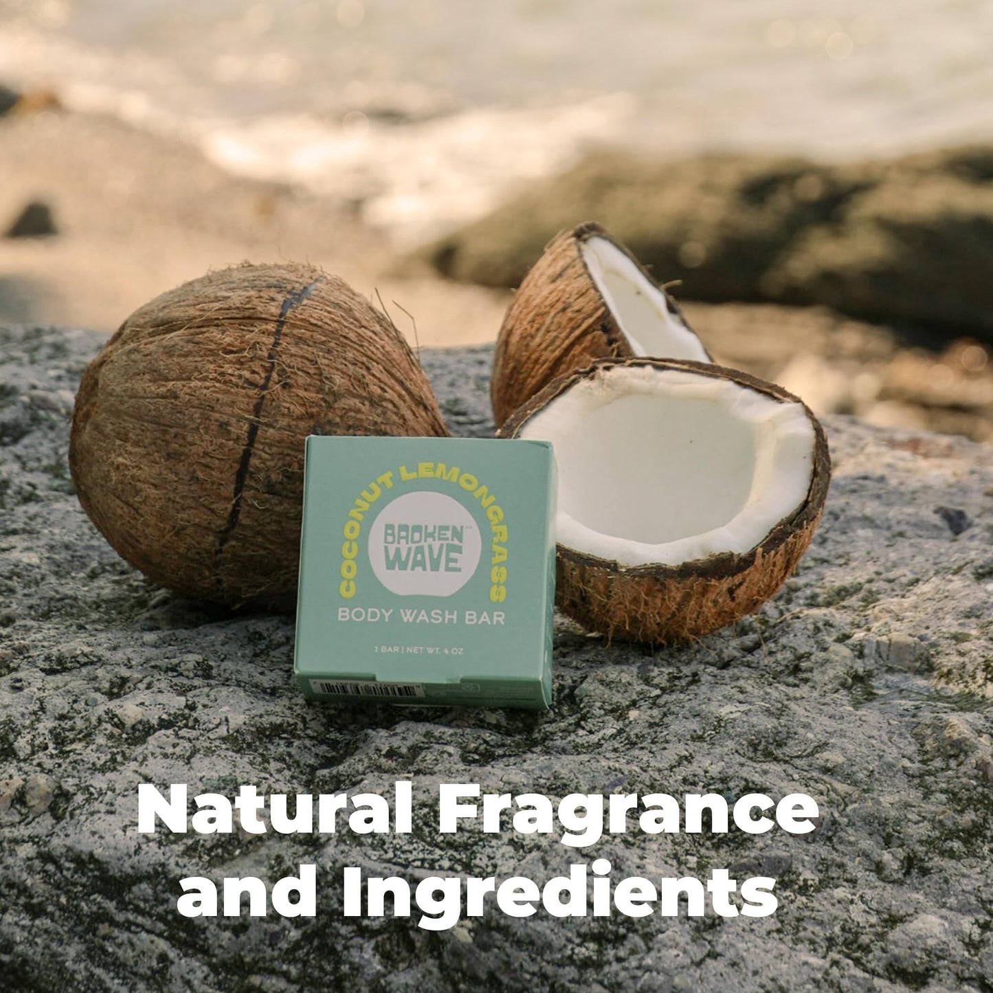 Broken Wave Natural Bar Soap for Women and Men | Hydrating, Vegan, Cruelty-Free Coconut Lemongrass & Papaya | Plastic-Free, Sulfate & Paraben Free | 2-Pack