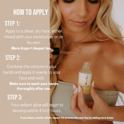 Bronze Cactus Glowing Drops – Mix-in Self Tanner with Vitamins B & E & Hyaluronic Acid | Vegan, Quick-Dry Sunless Glow for Face & Body