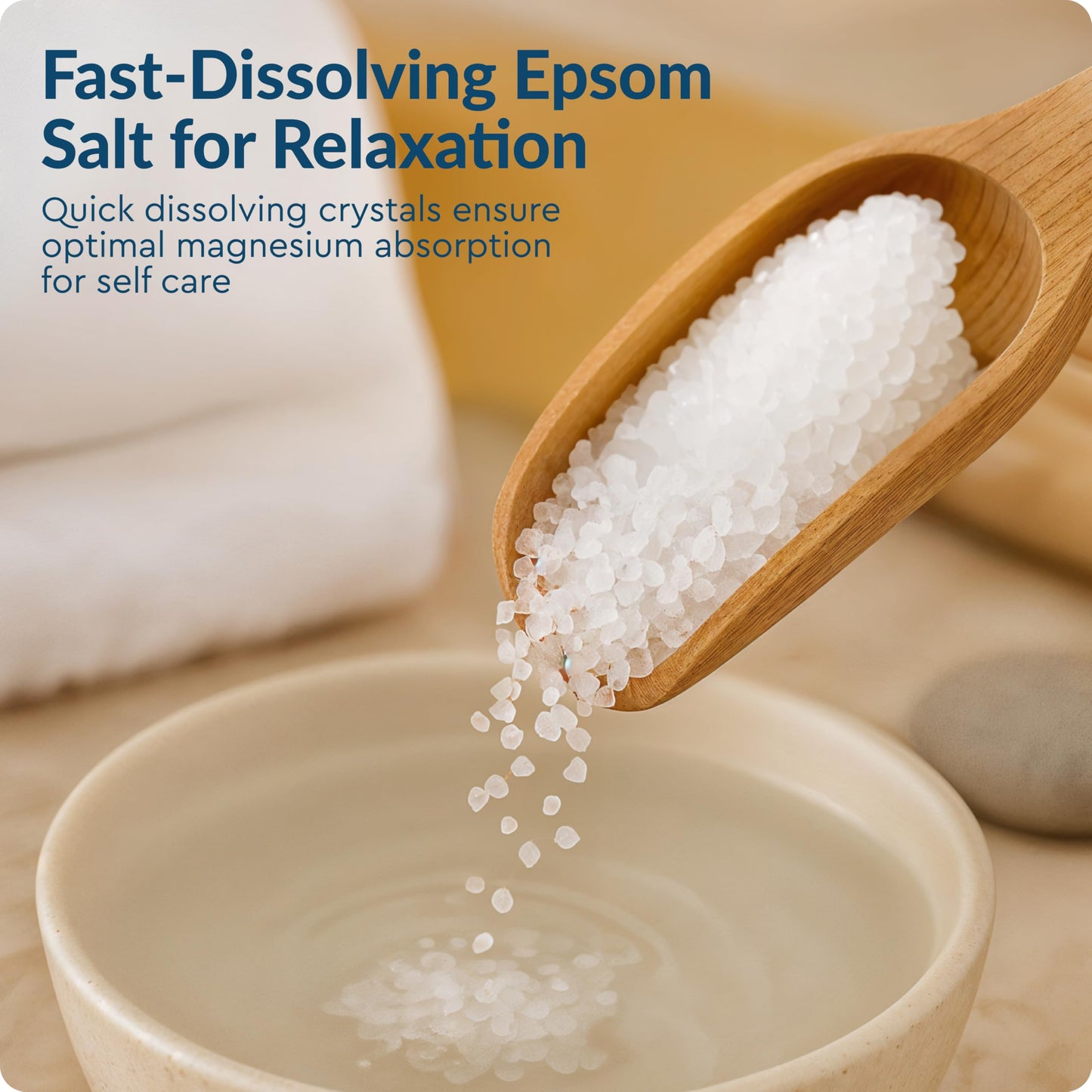 Brookstone 5 lb Epsom Salt Bulk Bag – Premium USP Magnesium Sulfate, Medium Grain, Unscented Bath Salt for Soak, Foot Care, and Home Use
