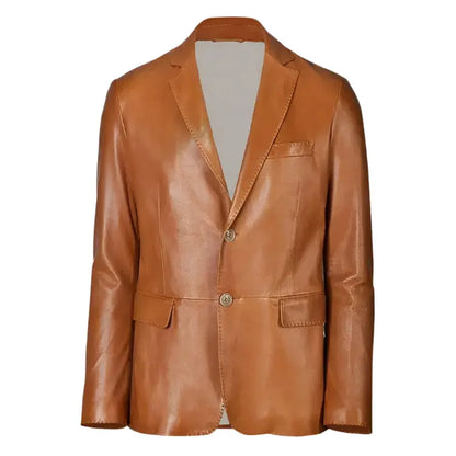 Mens Brown Lambskin Leather Blazer Coat