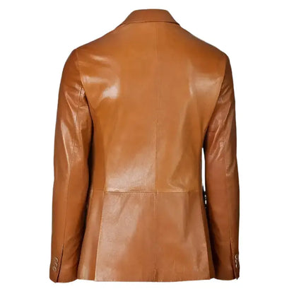 Mens Brown Lambskin Leather Blazer Coat