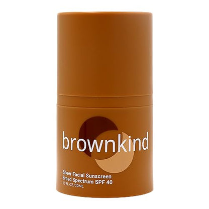 brownkind Sheer Facial Sunscreen SPF 40 — No White Cast, Lightweight for Melanin-Rich Skin