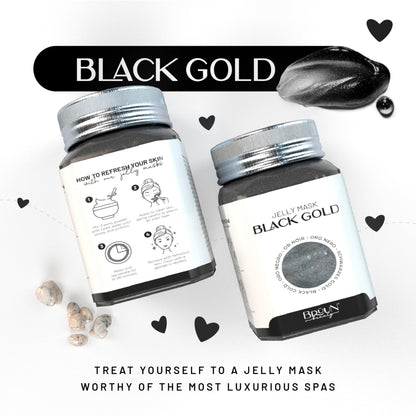 BRÜUN Jelly Mask Jar Black Gold – Peel-Off Gel Mask, 23 fl oz Spa Set