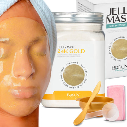 BRÜUN Jelly Mask Jar 24k Gold Mandelic AC Peel-Off – 23 fl oz Face & Body