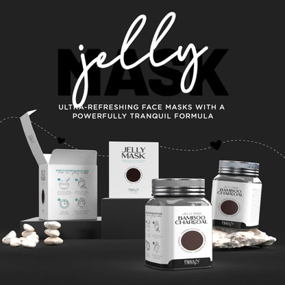 BRÜUN Jelly Mask Jar Bamboo Charcoal Peel-Off | 23 oz Spa Set for Full-Face Care