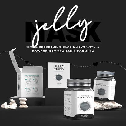 BRÜUN Jelly Mask Jar Black Gold – Peel-Off Gel Mask, 23 fl oz Spa Set