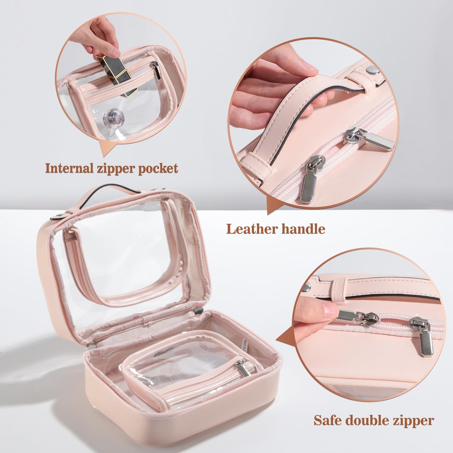 BS-MALL Travel Toiletry Bag - Premium Large Capacity, Multiple Compartments, Durable Pink Design