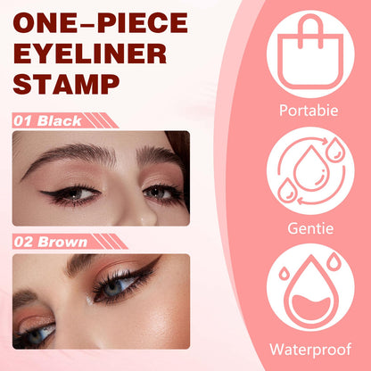 BSMAX 2Pcs Foldable Eyeliner Stamp Pen – Double-Ended Winged Eyeliners, Brown