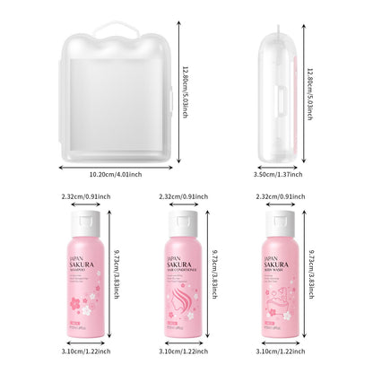 BSMKCL Travel Size Sakura Mini Kit – 3pc Bath & Hair Care Set with Vitamin C