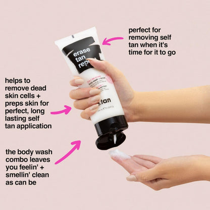 B.TAN Clear Self Tanning Gel & Exfoliating Kit | 1 Hour Express, Transfer-Resistant Dark Tan Bundle