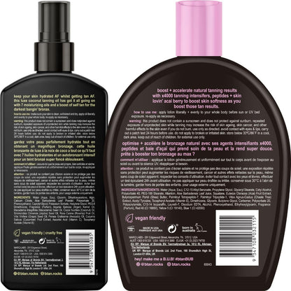 b.tan Tanning Oil & UV Tan Bed Lotion Kit | Fast, Dark Sun Tanner Bundle – No Suntan Protection