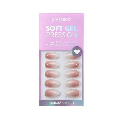 BTArtbox Almond Press On Nails Medium – Soft Gel Ombre, 32-Piece Kit (Vanilla Cream Almond)