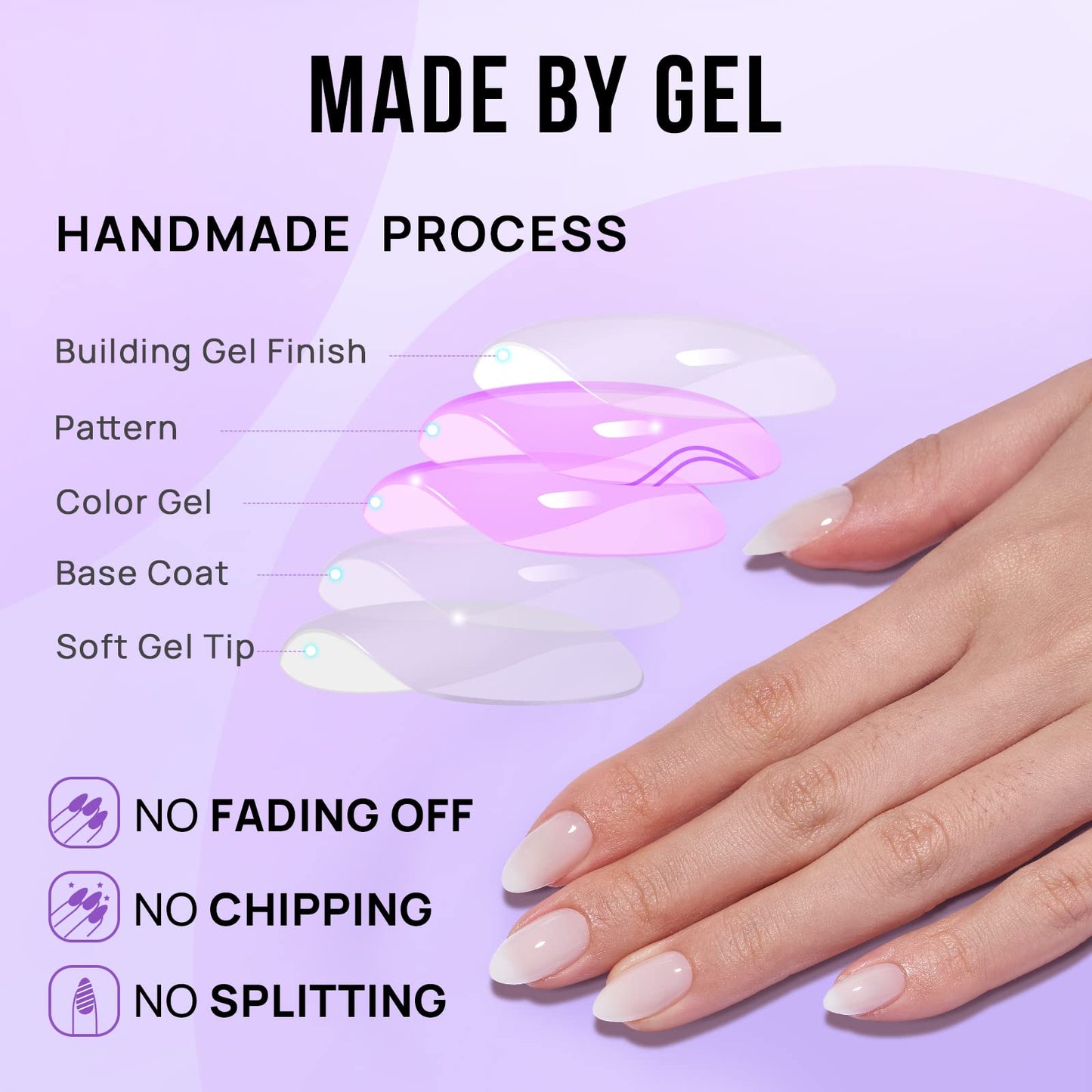 BTArtbox White Press On Nails Short – Cream Puff, Gel, Glue-On, 16 Sizes
