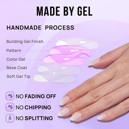 BTArtbox White Press On Nails Short – Cream Puff, Gel, Glue-On, 16 Sizes