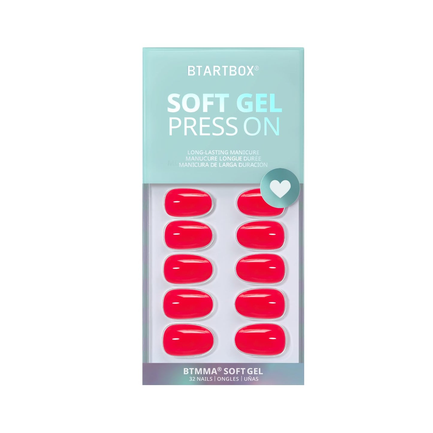 BTArtbox Press On Nails Short - Salmon Pink Oval Nail Kit with Glue & Tabs
