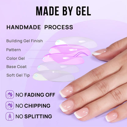 BTArtbox French Tip Press On Nails – Short Gel Nails, 15 Sizes, Classic White