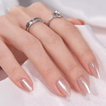 BTArtbox Press On Nails Almond – Soft Gel Aurora Cat Eye (16 Sizes)