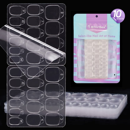 BTArtbox Nail Tabs – 10 Sheets, 15 Sizes, Ultra-Thin Waterproof Adhesive for Manicures
