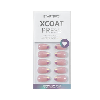 BTArtbox French Tip Press On Nails Almond – Short Gel Nails in Chrome Silver Finish, 16 Sizes