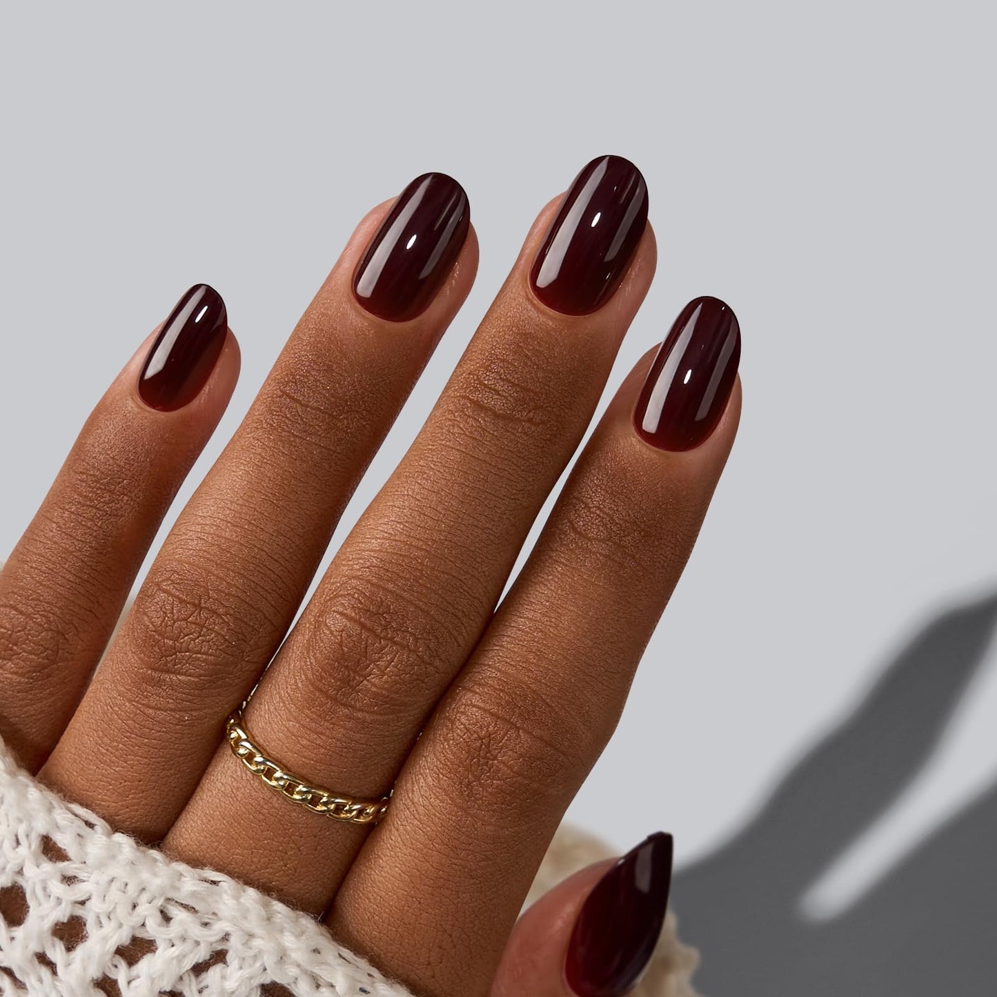 BTArtbox Press On Nails Short – Coffee Bean (Dark Red) | 16 Sizes