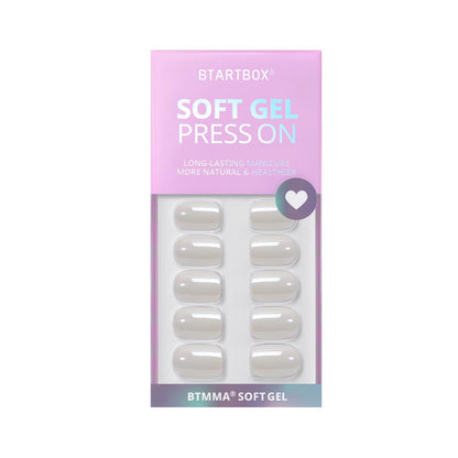 BTArtbox Short Press On Nails – Vanilla Glazed, White Soft Gel, 15 Sizes, 30 Nails