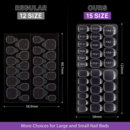 BTArtbox Nail Tabs – 10 Sheets, 15 Sizes, Ultra-Thin Waterproof Adhesive for Manicures