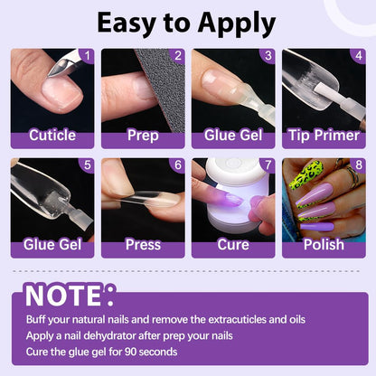 BTArtbox Nail Glue & Primer Set – 2x0.5 fl oz, 4-in-1 UV Gel for Durable Nail Extensions
