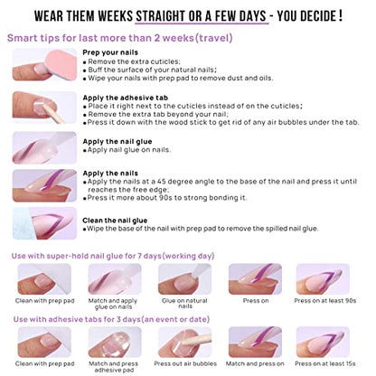 BTArtbox White French Tip Press On Nails – 15 Sizes, Glue-On, Square