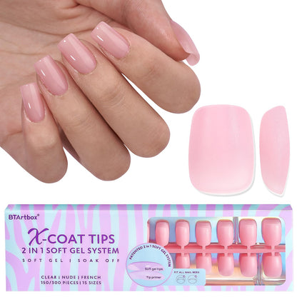 BTArtbox XCOATTIPS Natural Nail Tips – Extra Short Pink Square Press-On Nails