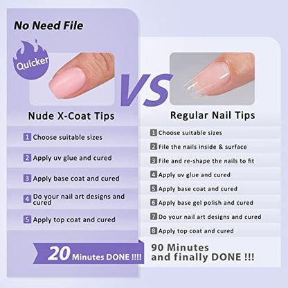 BTArtbox XCOATTIPS Natural Nail Tips – Extra Short Pink Square Press-On Nails