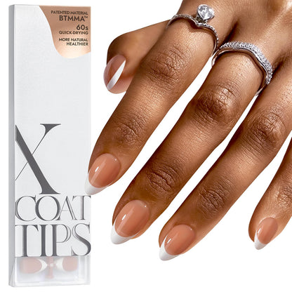 BTArtboxnails French Gel Nail Tips – Brown Short Almond, XCOATTIPS, Pre-applied Primer & Base Coat