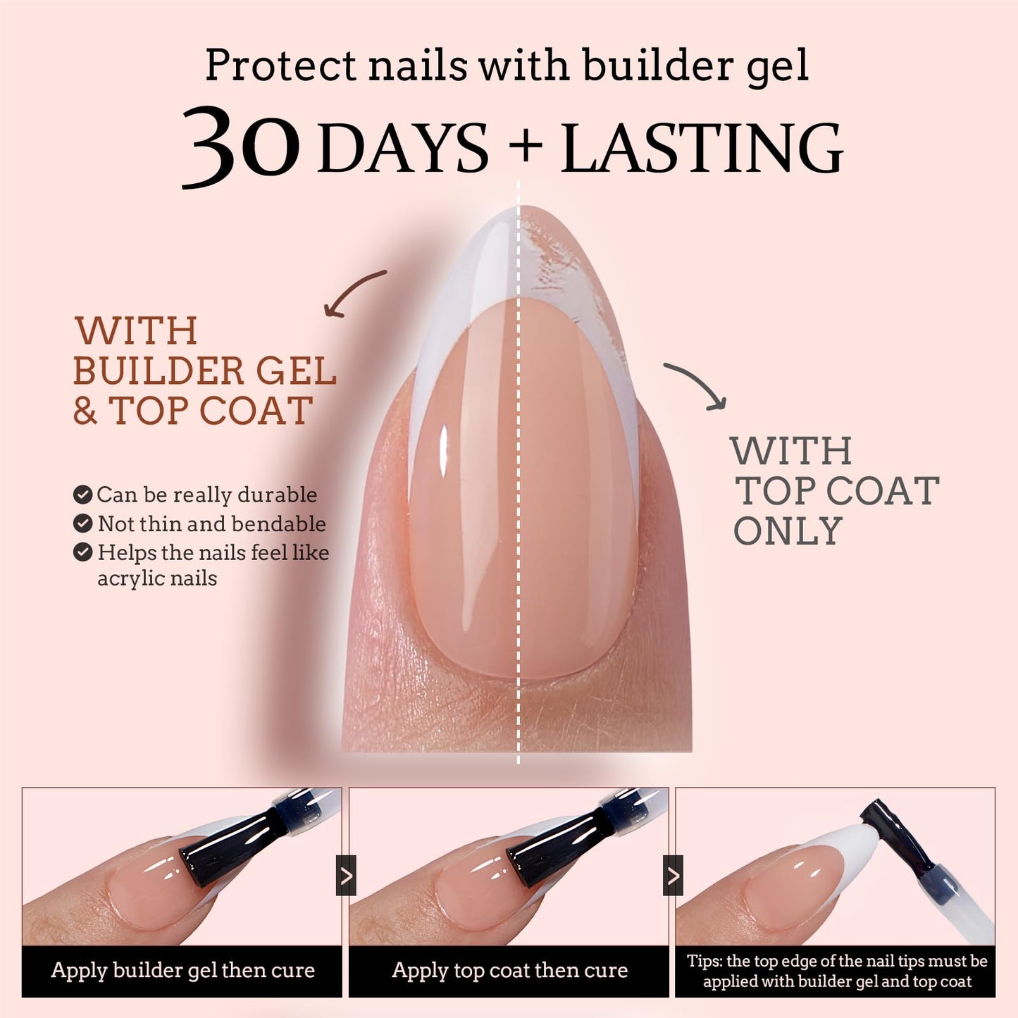 BTArtboxNails Soft Gel Nail Tips - 150pcs Long Square French Press-On Nails