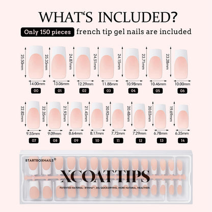 BTArtboxNails Soft Gel Nail Tips - 150pcs Long Square French Press-On Nails