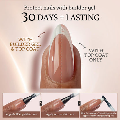 BTArtboxnails French Gel Nail Tips – Brown Short Almond, XCOATTIPS, Pre-applied Primer & Base Coat
