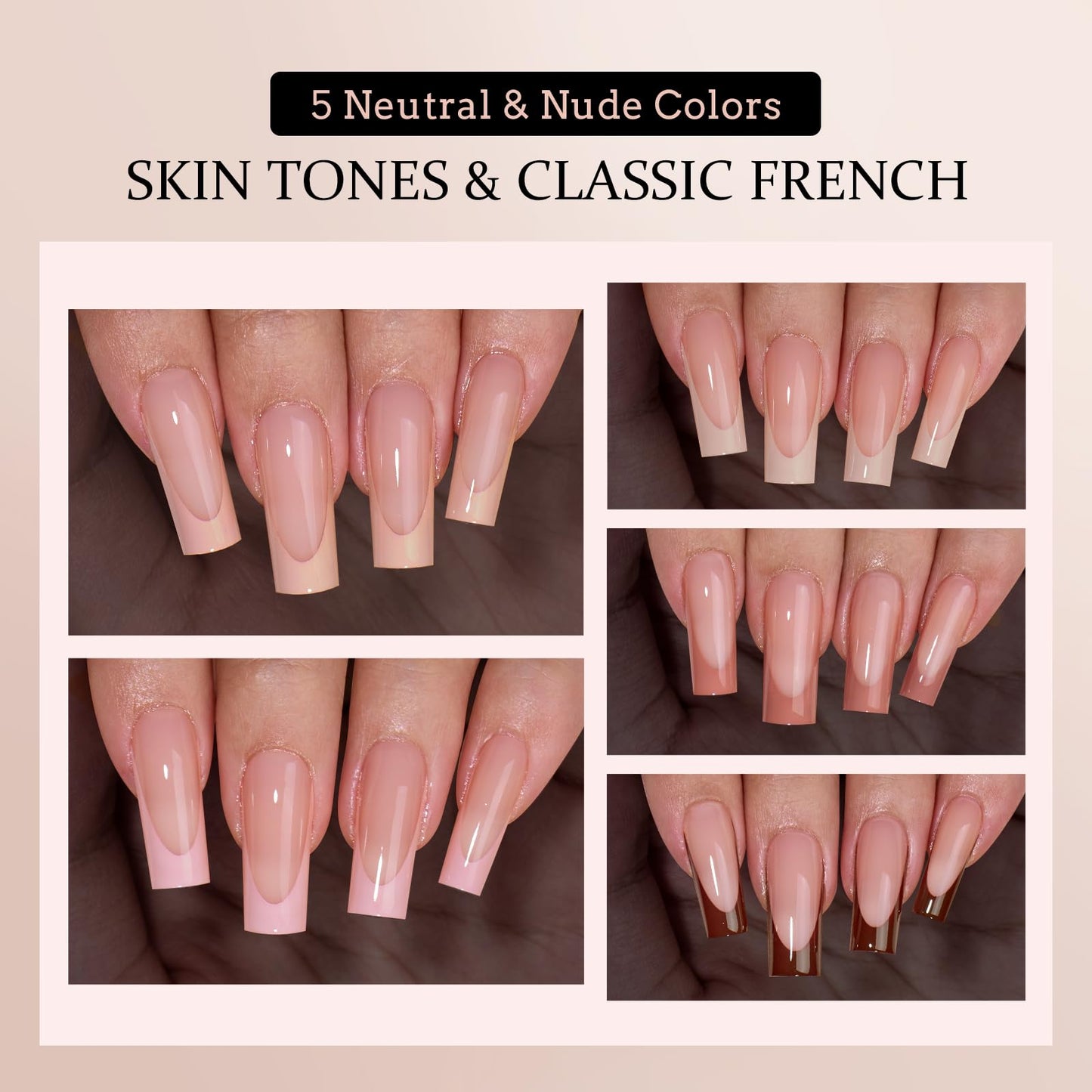 BTArtboxnails XCOATTIPS French Tip Nails – Long Square Soft Gel, 150 Pcs