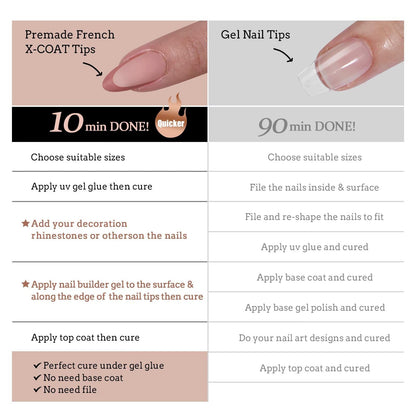 BTArtboxnails XCOATTIPS Almond Press-On Nails – All-in-One French Gel Kit
