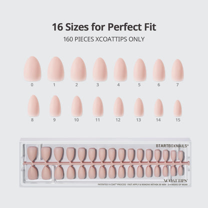 BTArtboxNails XCOATTIPS Bare 5-Shades Nude Press-On Nails – 4-Week Wear, Easy Apply