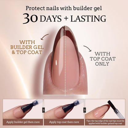 BTArtboxnails XCOATTIPS Almond Press-On Nails – All-in-One French Gel Kit