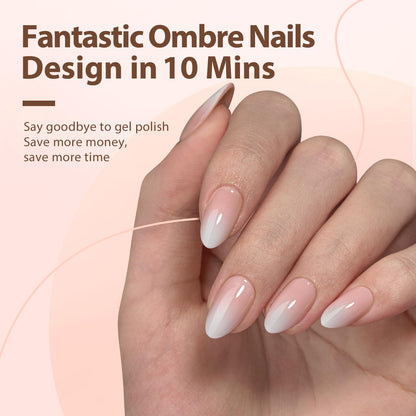 BTArtboxnails XCOATTIPS Ombre Nails - Short Almond Press-On, 160Pcs, 16 Sizes