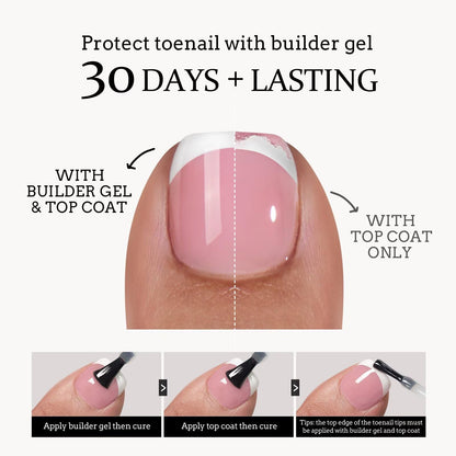 BTArtboxnails XCOATTIPS Toe Nail Tips – Short French Tip Press-On Toenails, 160Pcs Pink Soft Gel