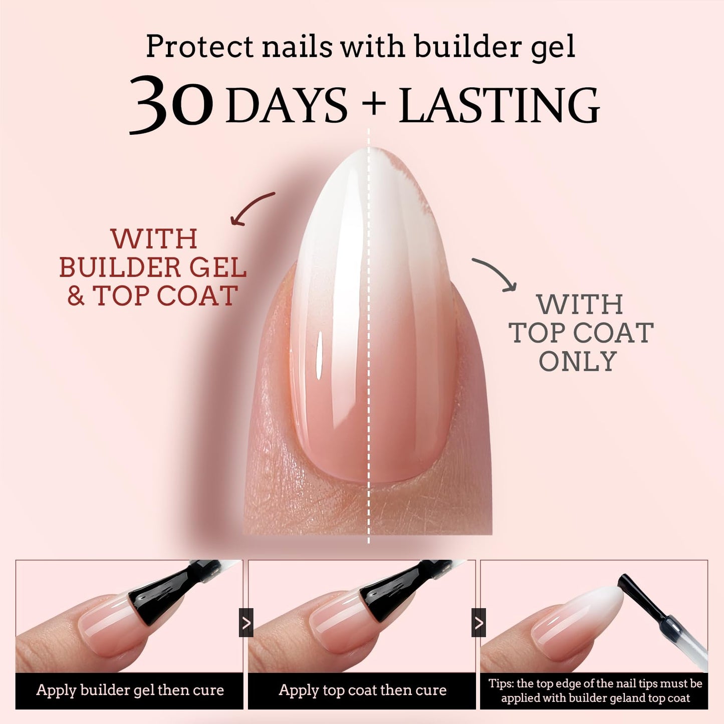 BTArtboxnails XCOATTIPS Ombre Nails – Extra Short Square Press-On Nails, 150Pcs Nude Peach