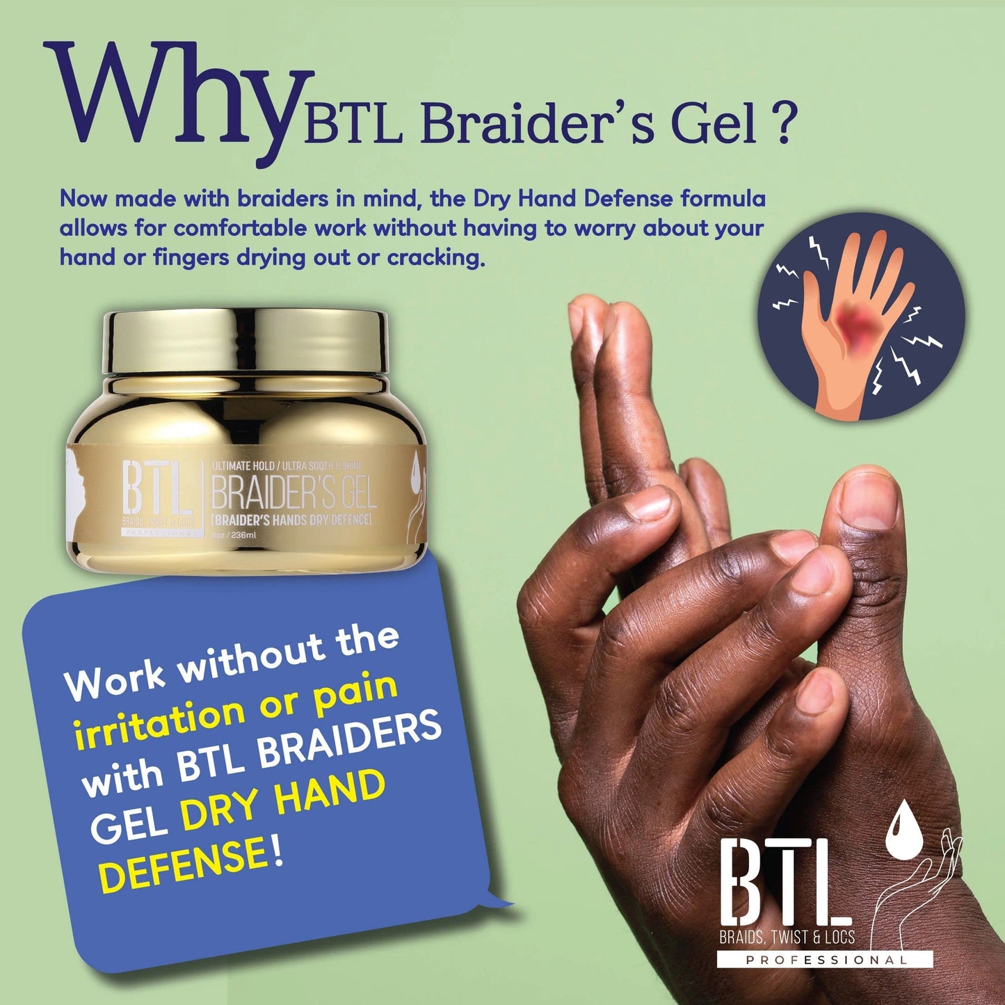 BTL Braider's Hands Dry Defense Ultimate Hold Conditioning Gel 16 oz